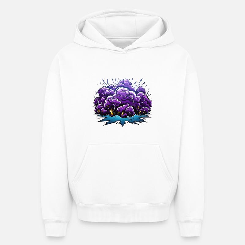 Bang du Nuage Pourpre - Sweat à capuche unisexe oversize épais SPREAD - blanc