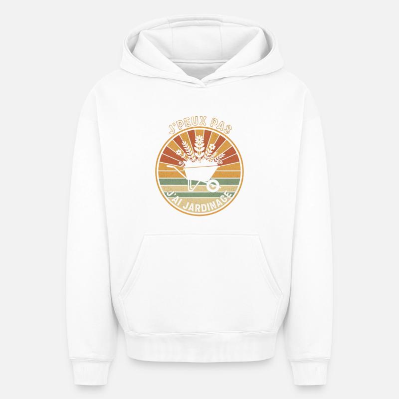 J'peux pas j'ai jardinage - Sweat à capuche unisexe oversize épais SPREAD - blanc