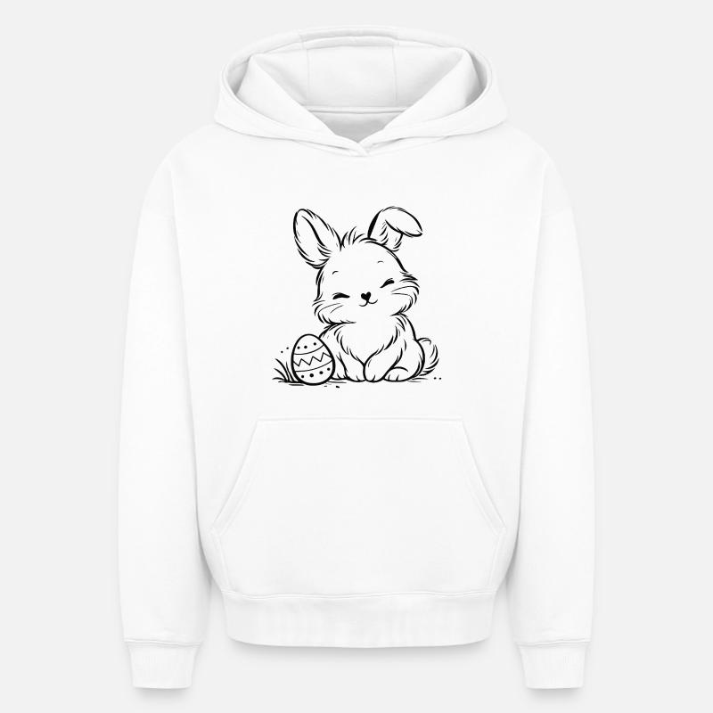 Easter bunny with Easter egg - Oversized Heavyweight Unisex Hoodie - white