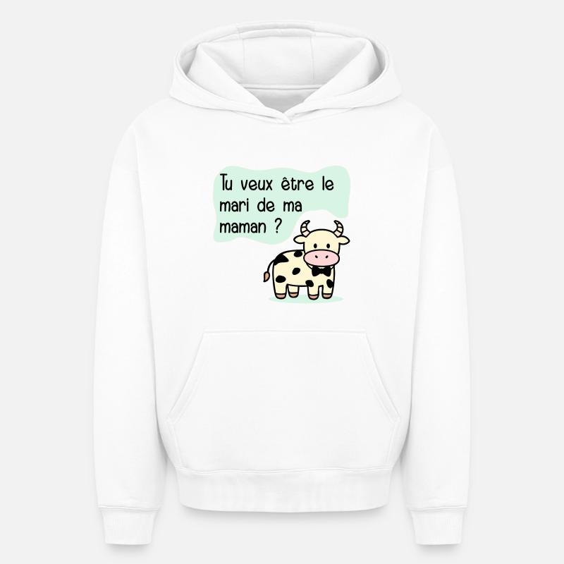 Proposition de Mariage Maman - Sweat à capuche unisexe oversize épais SPREAD - blanc