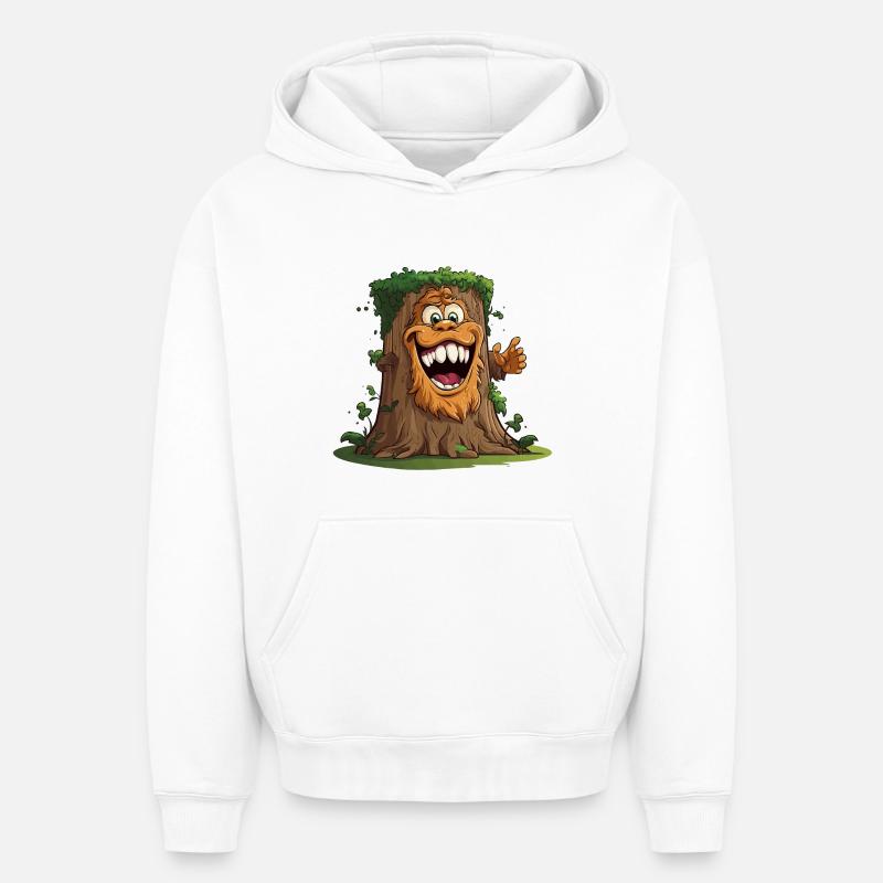 Baumriese mit breitem Grinsen - Oversized Heavyweight Unisex Hoodie - Weiß
