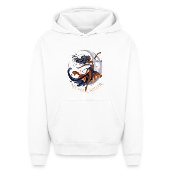 Née pour briller : La Danse du bien-être - Sweat à capuche unisexe oversize épais SPREAD - blanc - Devant - AI Model Female 172 dark (172cm) & AI Model Male 185 light (185cm)