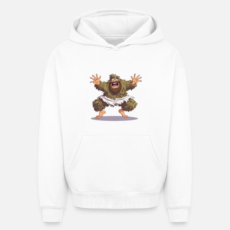 Joyeuse danse du Bigfoot - Sweat à capuche unisexe oversize épais SPREAD - blanc