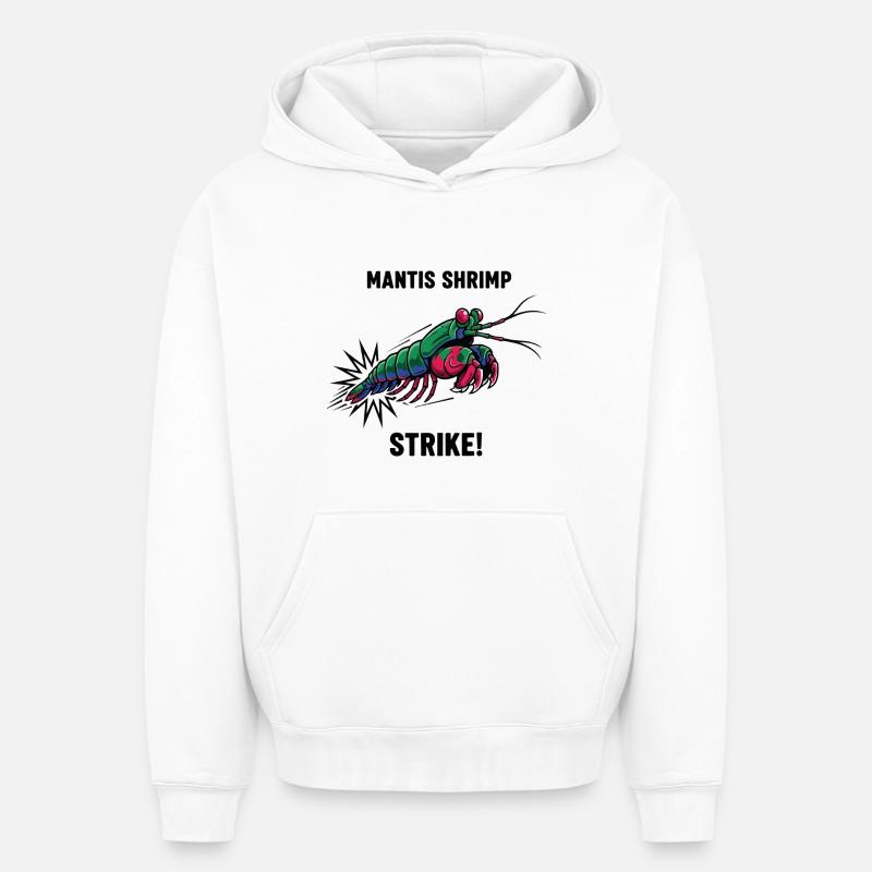Crevette Mante Strike Mantis Shrimp - Sweat à capuche unisexe oversize épais SPREAD - blanc