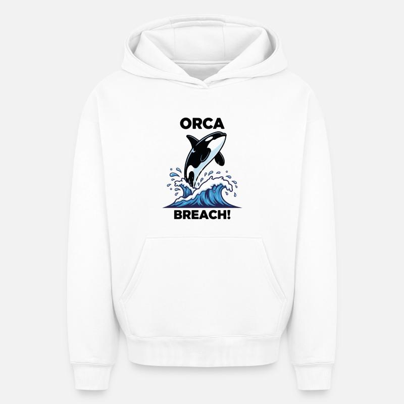 Schwertwal-Durchbruch-Seeorca - Oversized Heavyweight Unisex Hoodie - Weiß