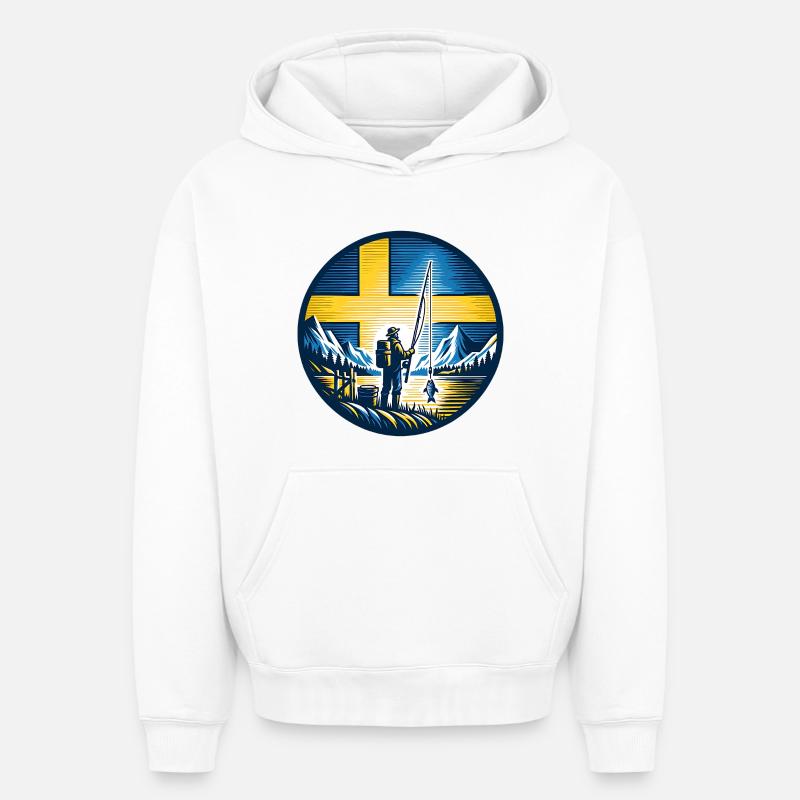 Pêcheurs de Suède - Sweat à capuche unisexe oversize épais SPREAD - blanc