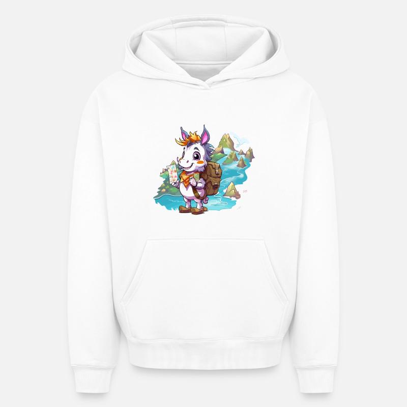 Chèvre d’aventure côtière - Sweat à capuche unisexe oversize épais SPREAD - blanc