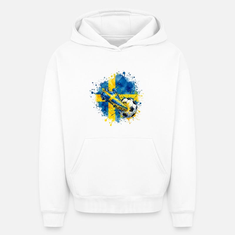 Football - Équipe de Suède - Sweat à capuche unisexe oversize épais SPREAD - blanc