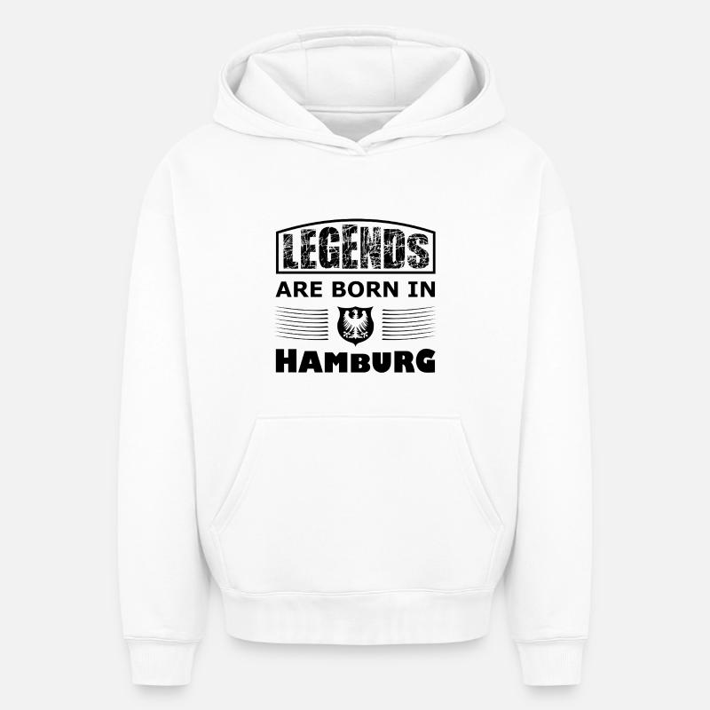 Légendes de Hambourg - Sweat à capuche unisexe oversize épais SPREAD - blanc