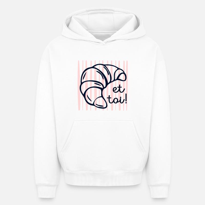 Croissant et toi - Sweat à capuche unisexe oversize épais SPREAD - blanc