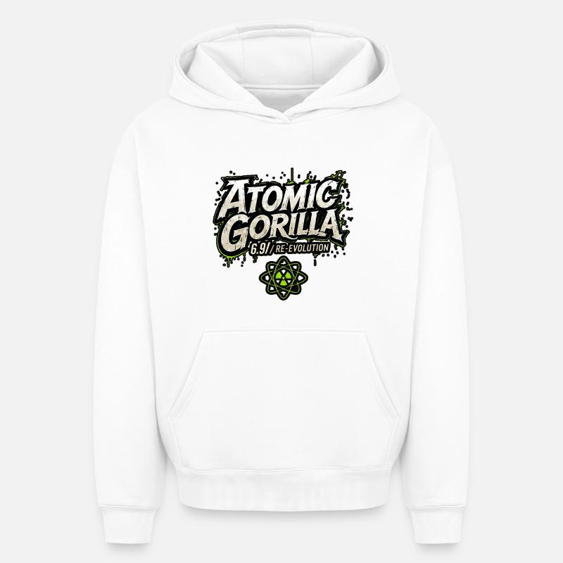Atomic Gorilla Re-Evolution - Oversized Heavyweight Unisex Hoodie - white