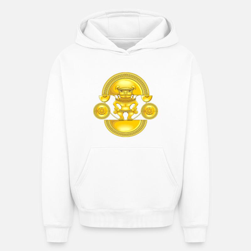 Le chaman doré - Sweat à capuche unisexe oversize épais SPREAD - blanc