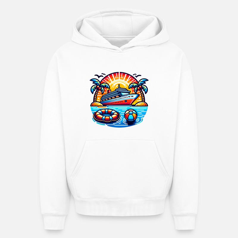 Croisière - Sweat à capuche unisexe oversize épais SPREAD - blanc