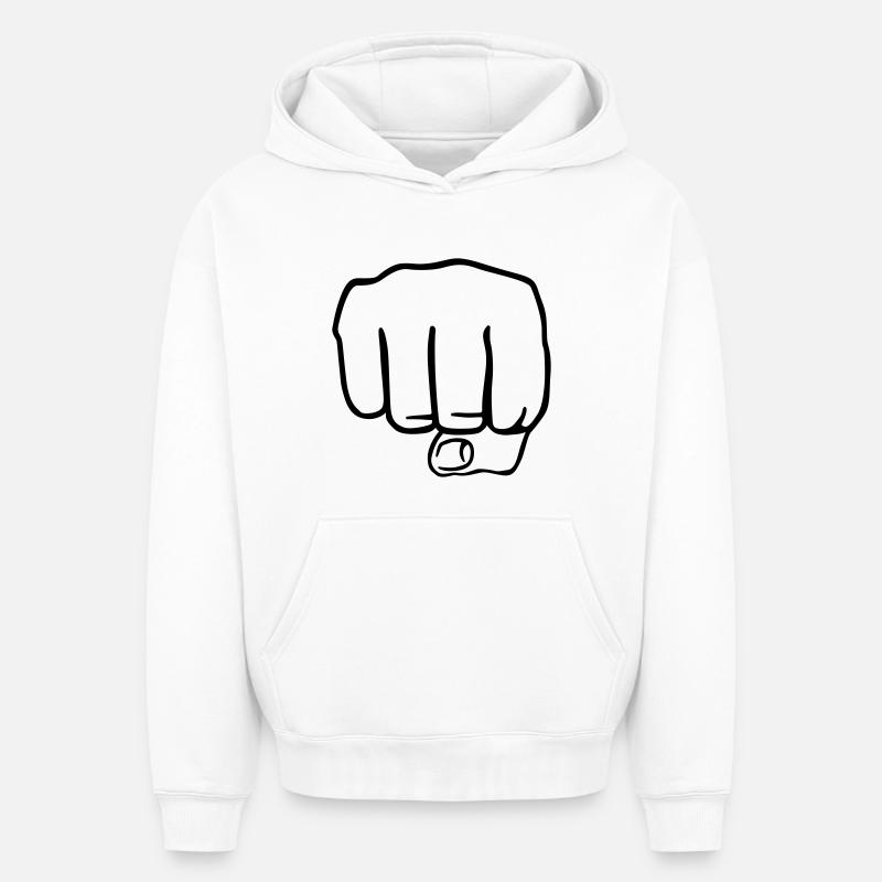 Faust | Fist | Hand - Sweat à capuche unisexe oversize épais SPREAD - blanc