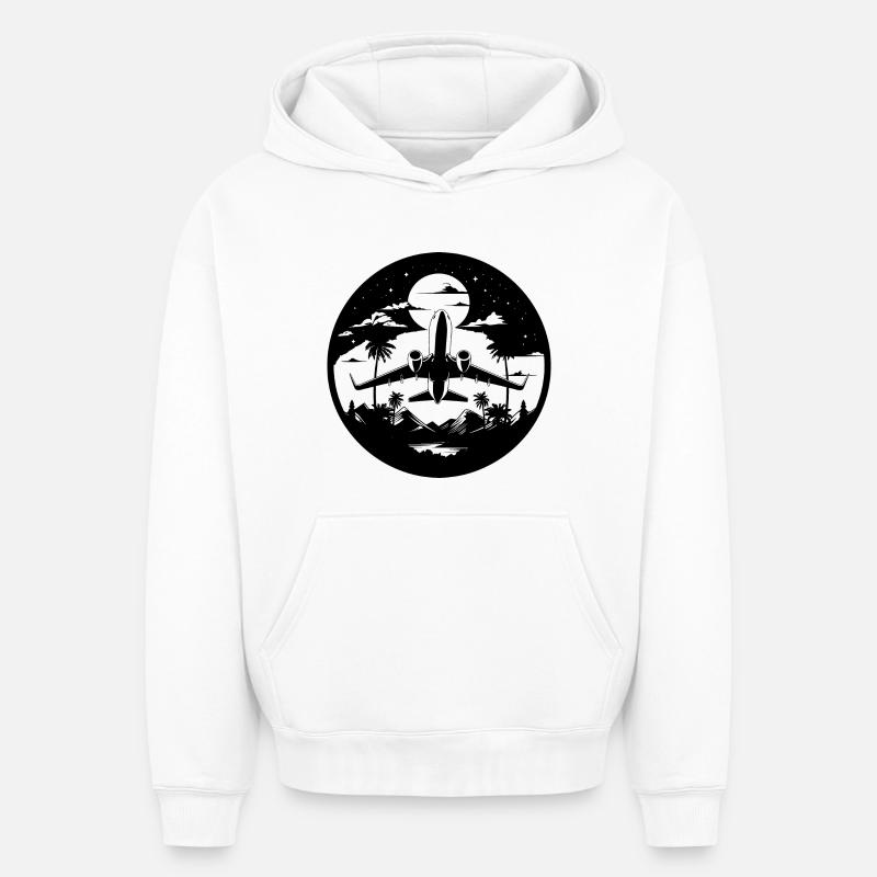 Graphisme d’avion - Sweat à capuche unisexe oversize épais SPREAD - blanc