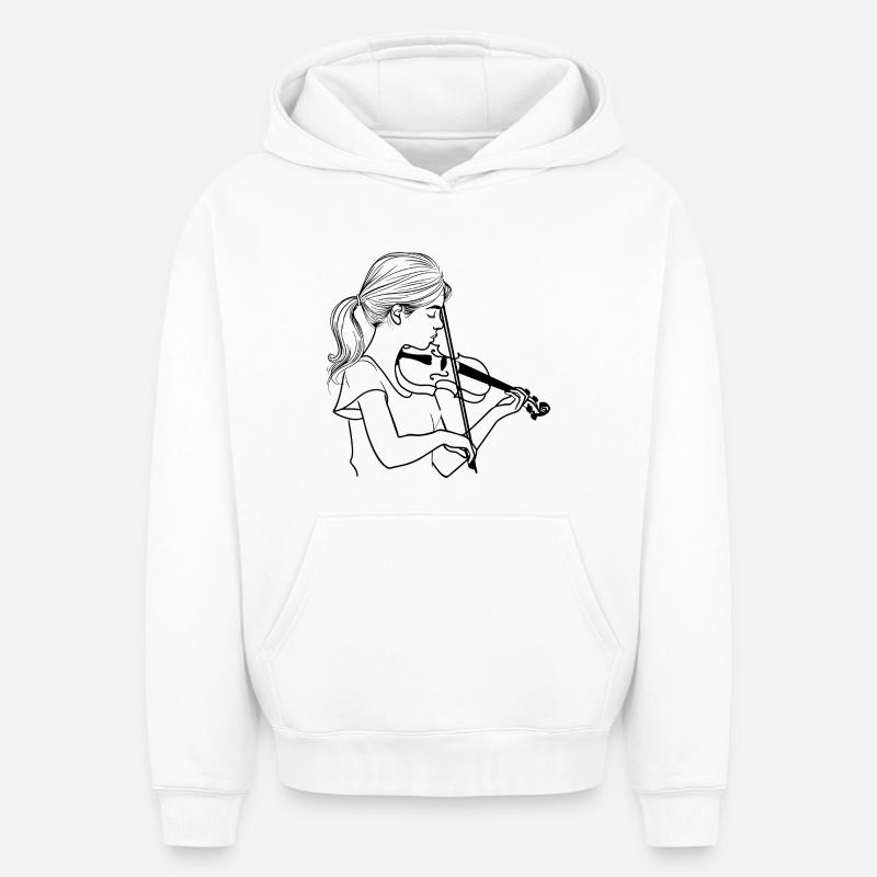Violoniste - Sweat à capuche unisexe oversize épais SPREAD - blanc