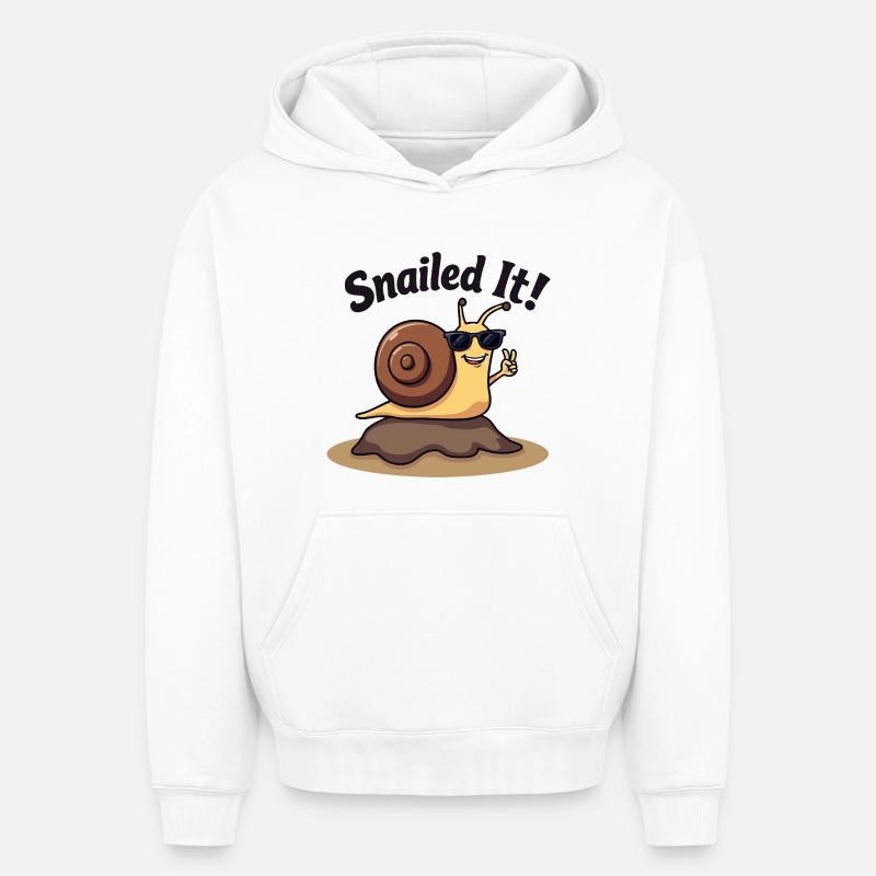 Escargot ! Gagnez comme un escargot ! - Sweat à capuche unisexe oversize épais SPREAD - blanc