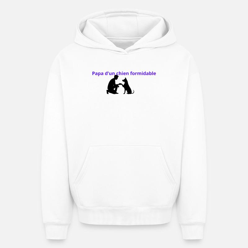 Papa_dun_chien_formidable - Sweat à capuche unisexe oversize épais SPREAD - blanc