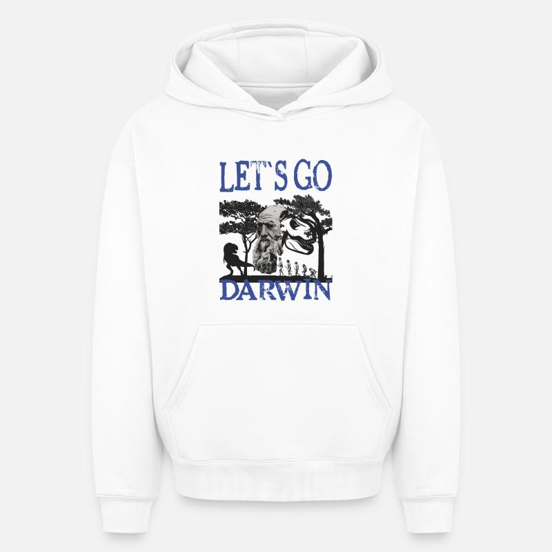 Charles Darwin Evolution textile gift idea - Oversized Heavyweight Unisex Hoodie - white