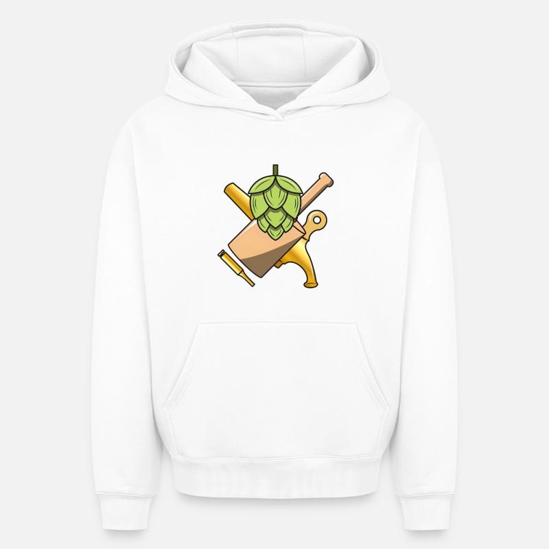 Houblon - Beer Love - Sweat à capuche unisexe oversize épais SPREAD - blanc