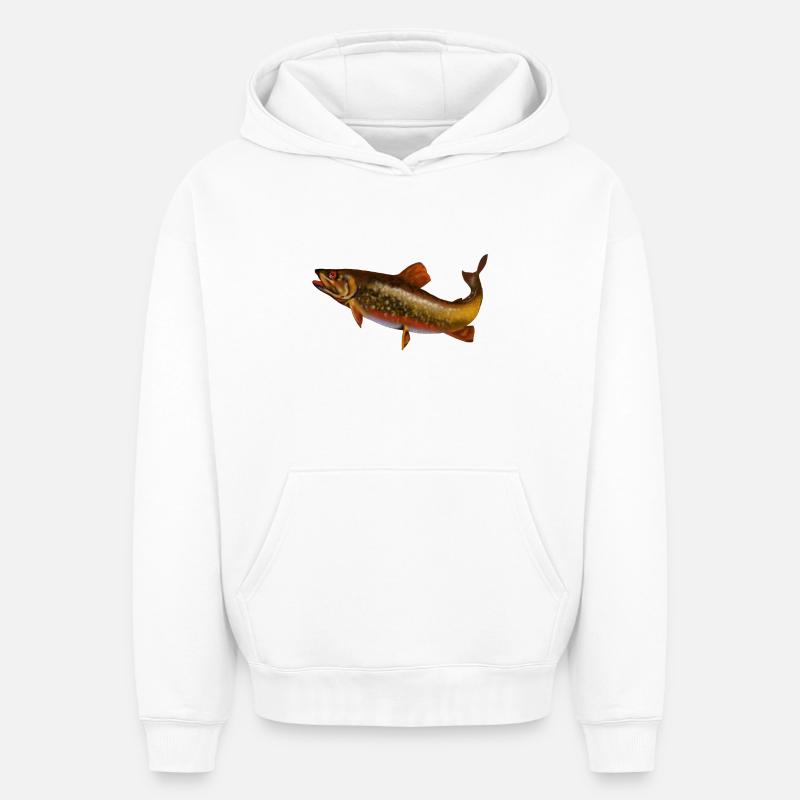 poisson - Sweat à capuche unisexe oversize épais SPREAD - blanc