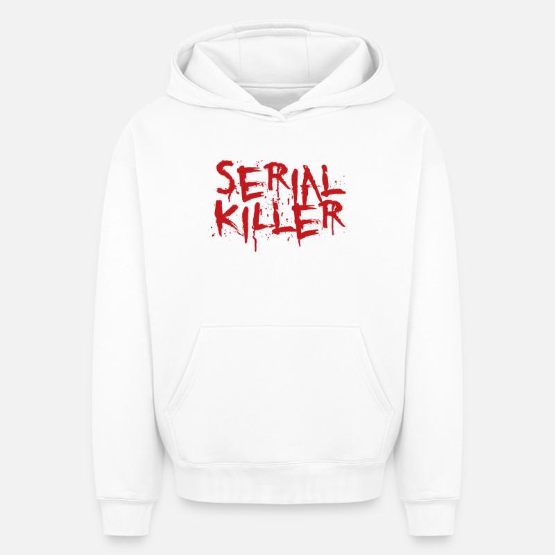 Serial killer - Sweat à capuche unisexe oversize épais SPREAD - blanc