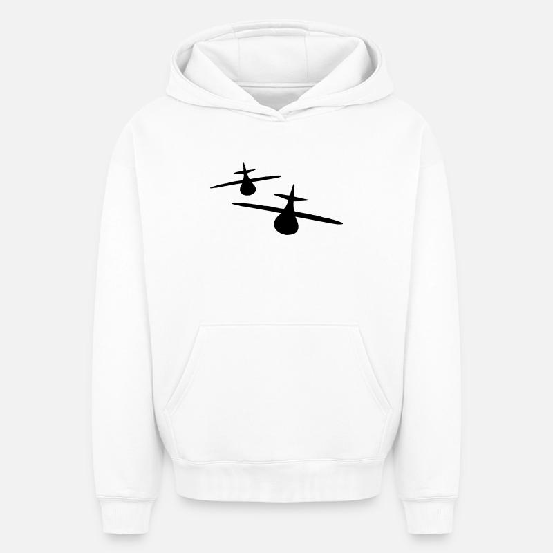 Deux avions - Sweat à capuche unisexe oversize épais SPREAD - blanc