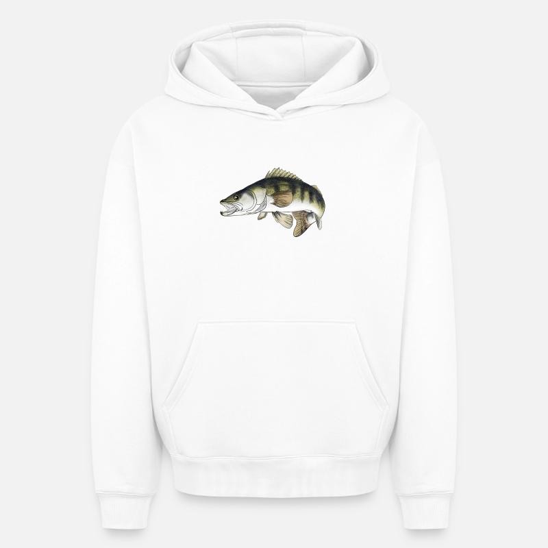 pike-perch - Sweat à capuche unisexe oversize épais SPREAD - blanc