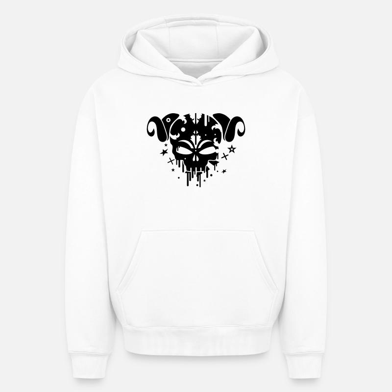 Le crâne Satyre - Sweat à capuche unisexe oversize épais SPREAD - blanc