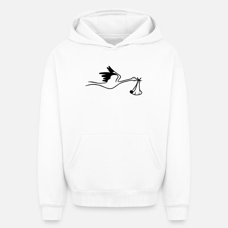 Cigogne avec bébé - Sweat à capuche unisexe oversize épais SPREAD - blanc