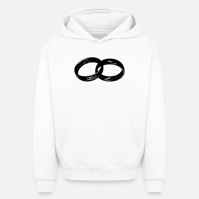 Les anneaux de mariage - Sweat à capuche unisexe oversize épais SPREAD - blanc
