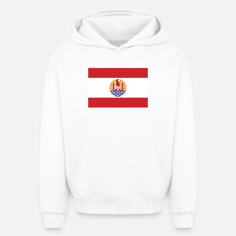 Polynésie - Sweat à capuche unisexe oversize épais SPREAD - blanc