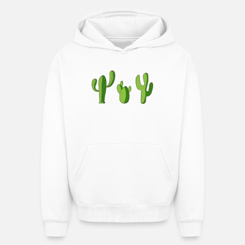 Cactus - Sweat à capuche unisexe oversize épais SPREAD - blanc