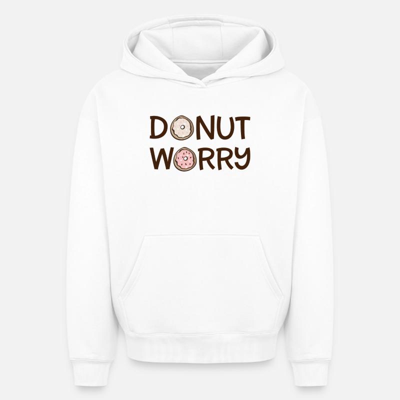 Donut worry - Sweat à capuche unisexe oversize épais SPREAD - blanc