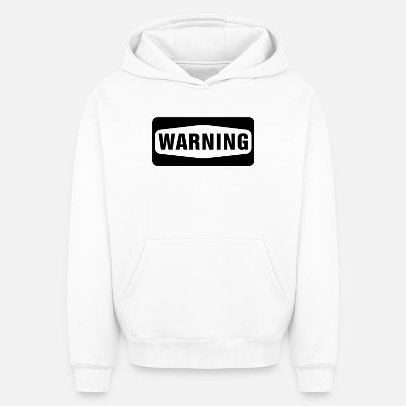 Warning - Sweat à capuche unisexe oversize épais SPREAD - blanc