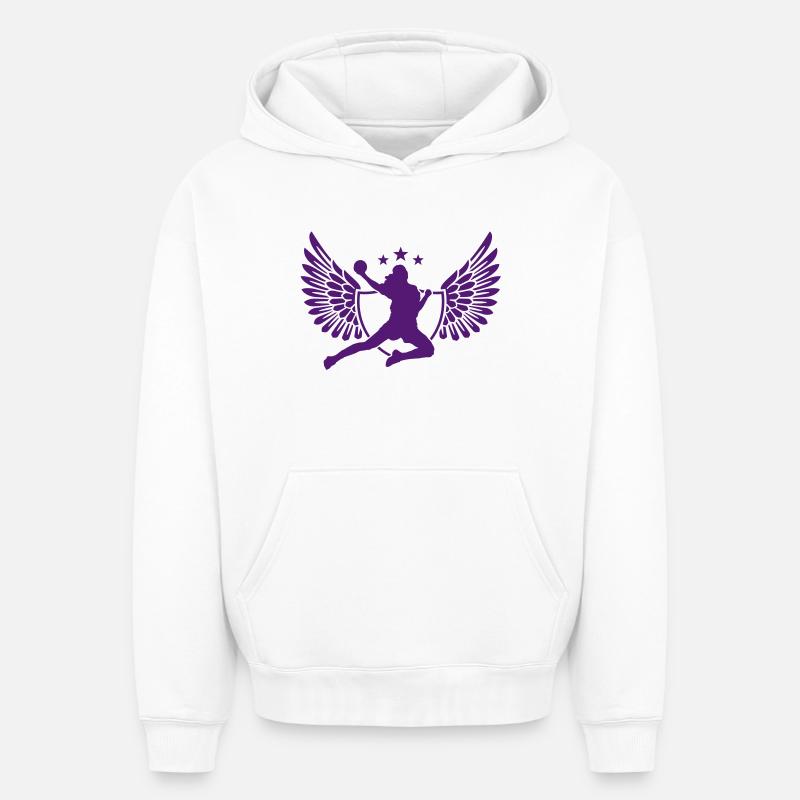 handball - Sweat à capuche unisexe oversize épais SPREAD - blanc