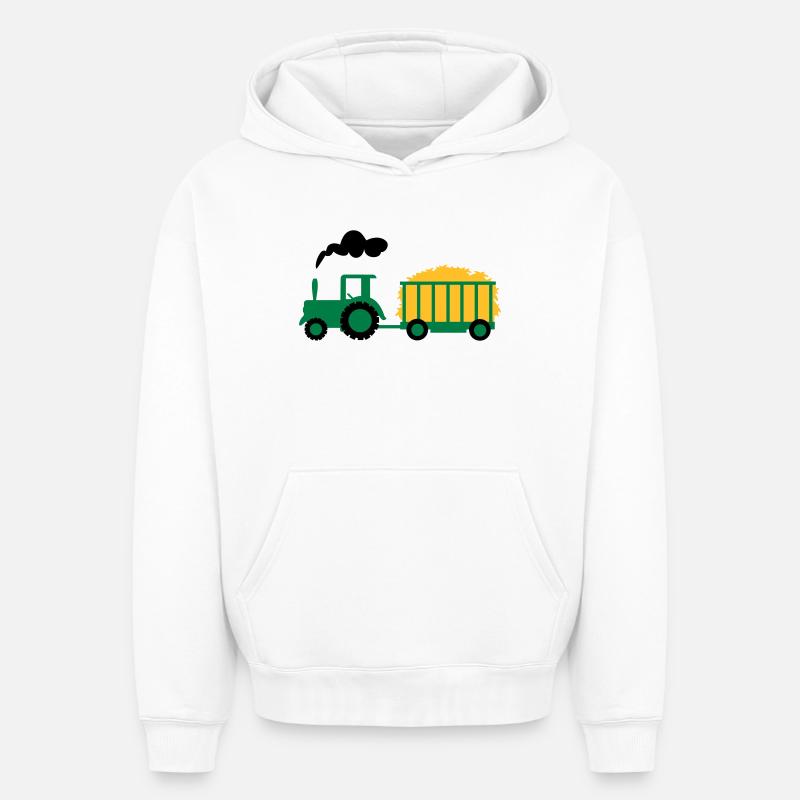 tracteur - Sweat à capuche unisexe oversize épais SPREAD - blanc