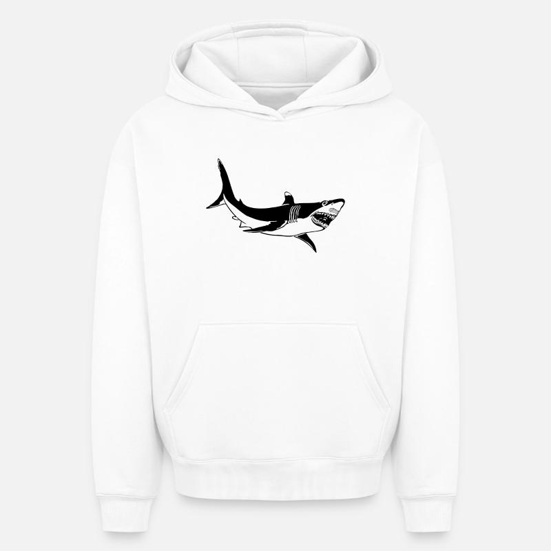 Requins - Sweat à capuche unisexe oversize épais SPREAD - blanc