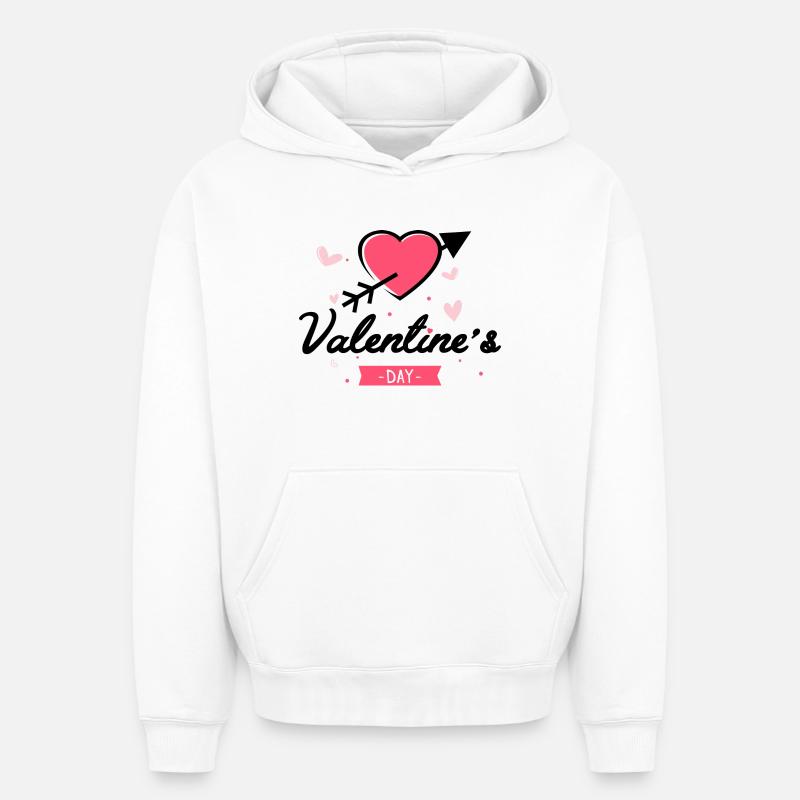 Bannière des cœurs d’amour pour la Saint-Valentin - Sweat à capuche unisexe oversize épais SPREAD - blanc