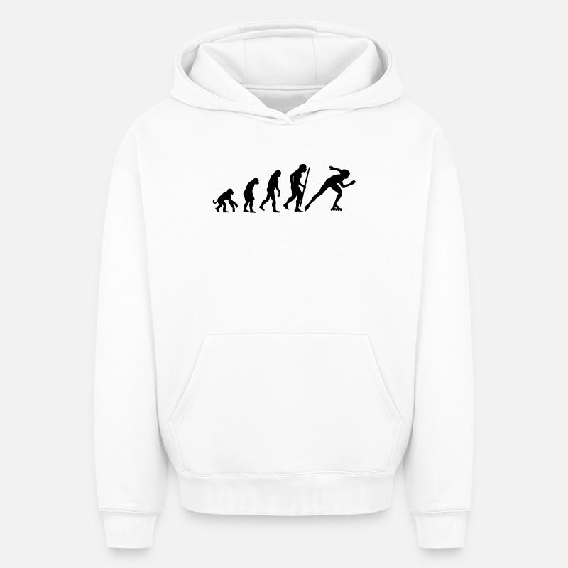 Evolution of inline speedskating - Oversized Heavyweight Unisex Hoodie - white