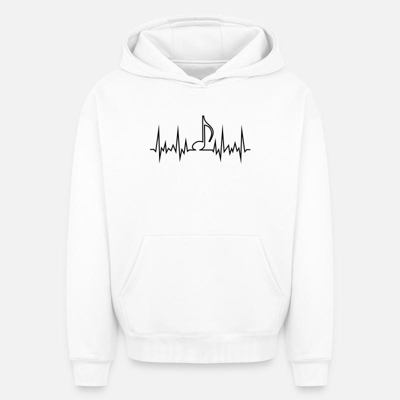 wave_note - Sweat à capuche unisexe oversize épais SPREAD - blanc