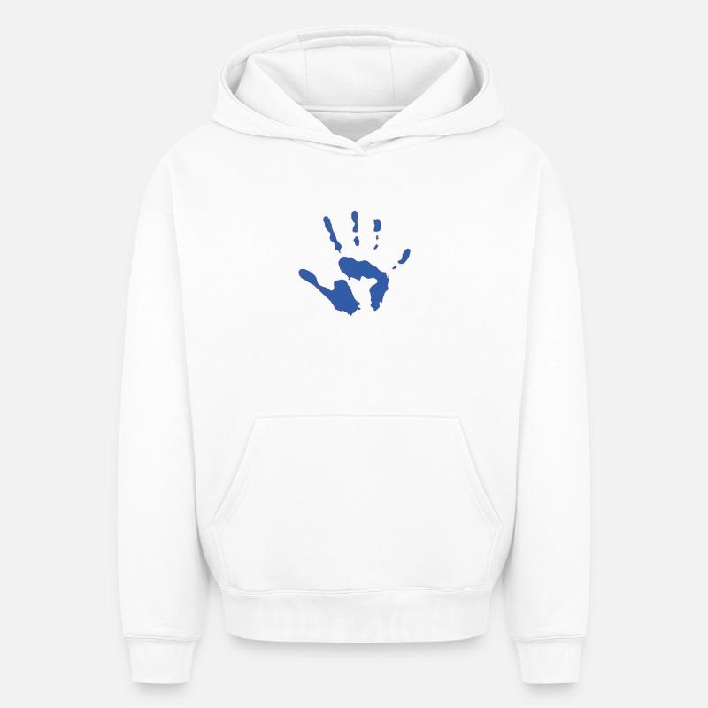 Empreinte de main - Sweat à capuche unisexe oversize épais SPREAD - blanc