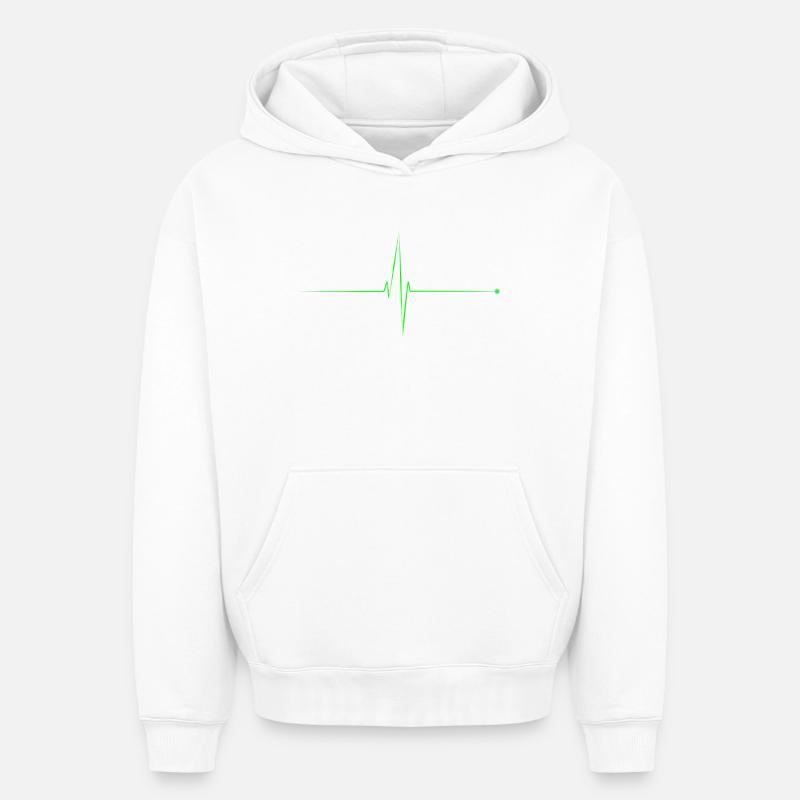 electrocardiogramme - Sweat à capuche unisexe oversize épais SPREAD - blanc