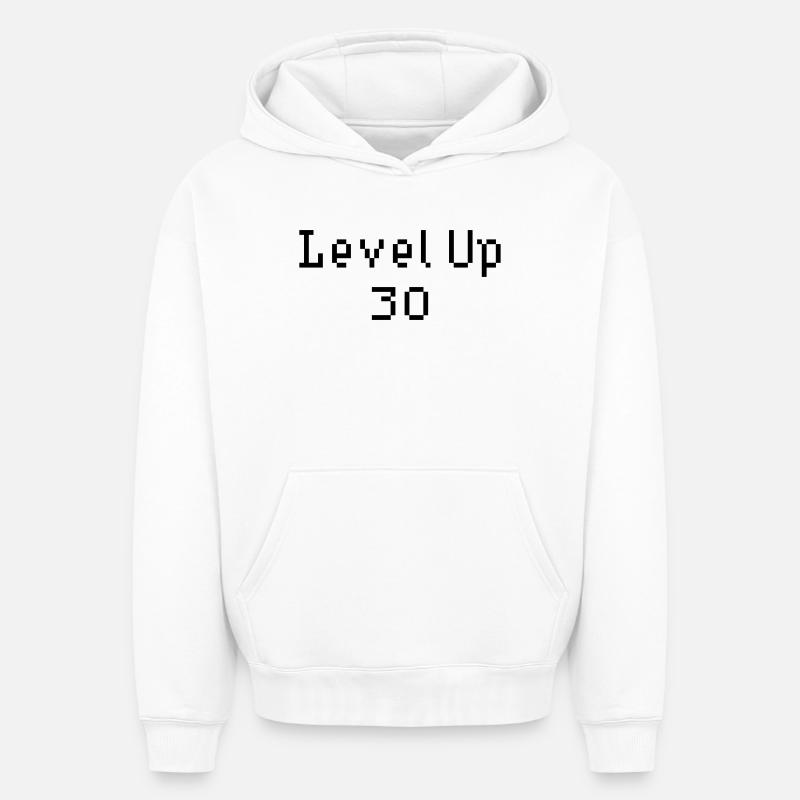 Level Up - 30e anniversaire - Sweat à capuche unisexe oversize épais SPREAD - blanc