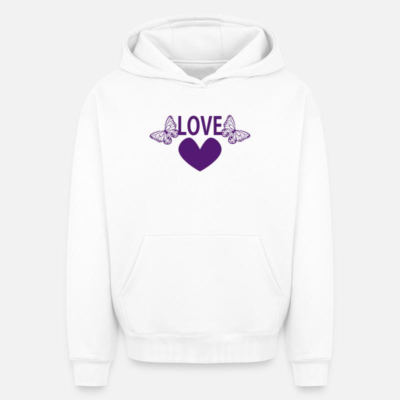AMOUR - Sweat à capuche unisexe oversize épais SPREAD - blanc
