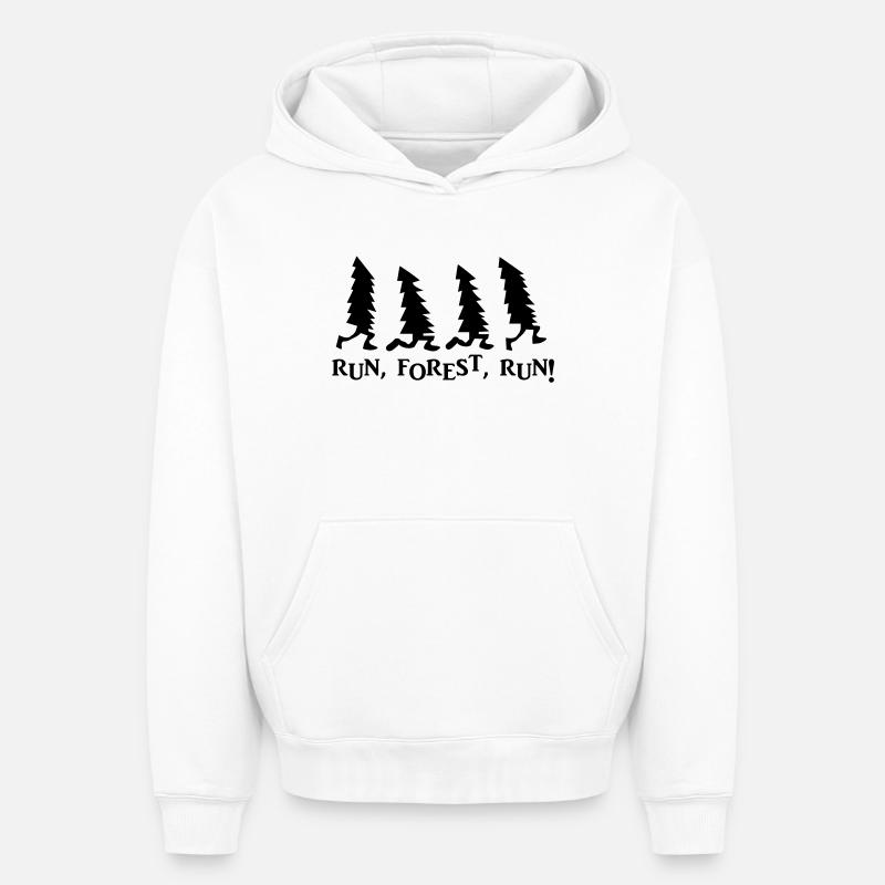 Forêt Run Run - Sweat à capuche unisexe oversize épais SPREAD - blanc