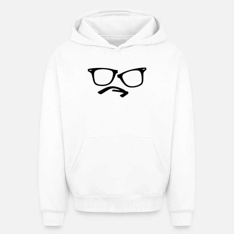 lunettes hippie nerd - Sweat à capuche unisexe oversize épais SPREAD - blanc