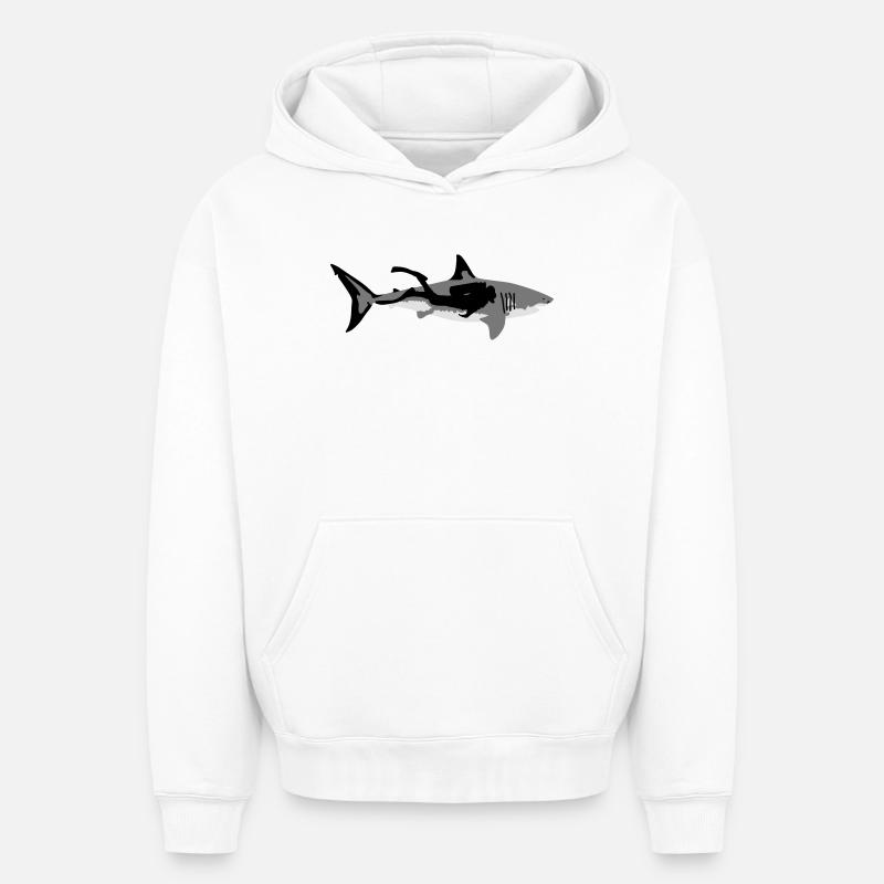 hai_diver - Sweat à capuche unisexe oversize épais SPREAD - blanc