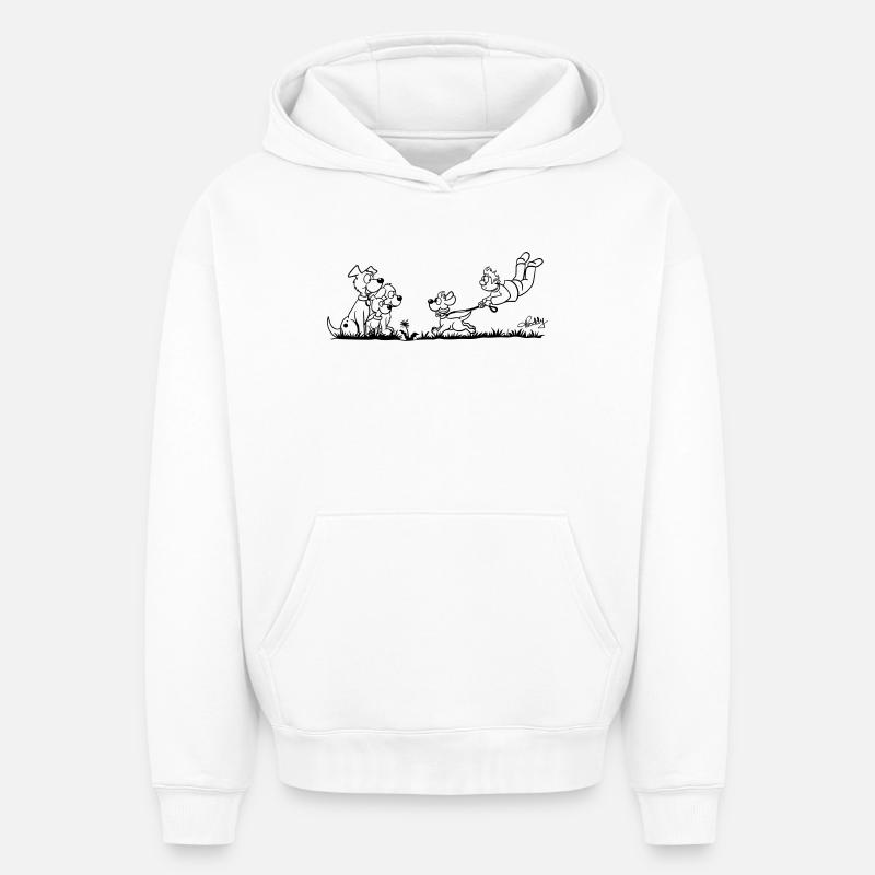 Walking The Dog - Sweat à capuche unisexe oversize épais SPREAD - blanc