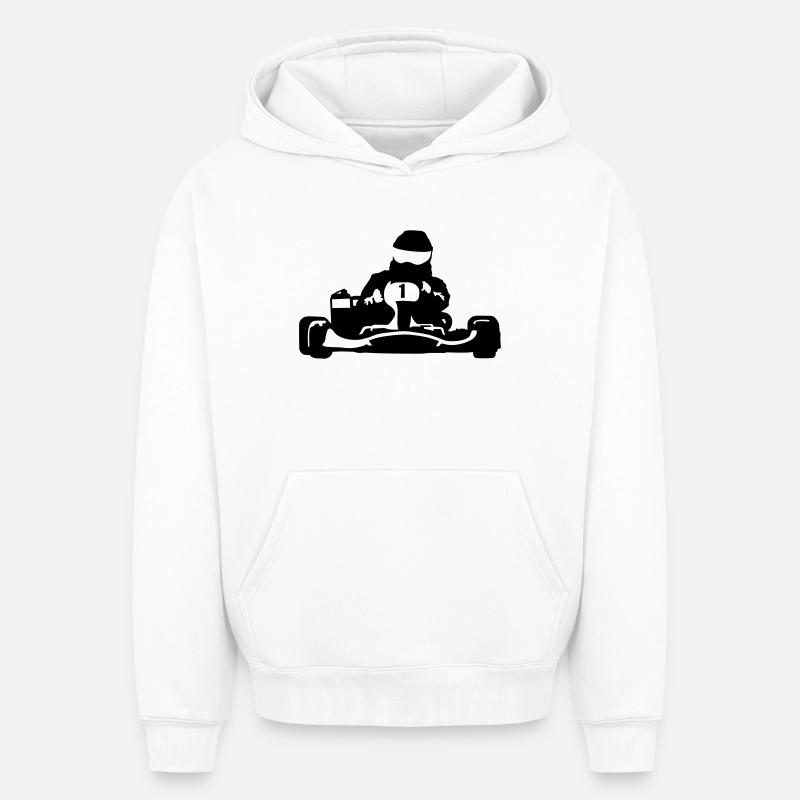karting - Sweat à capuche unisexe oversize épais SPREAD - blanc